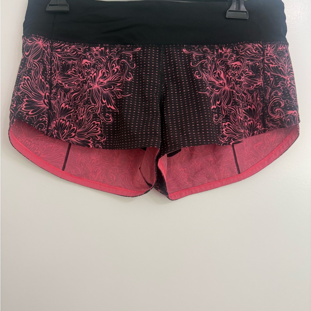 Lululemon Speed Up Black/Pink Shorts Size 6